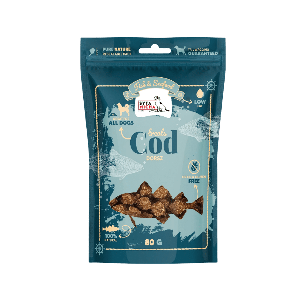 SYTA MICHA Fish & Seafood – Przysmaki dla psa, 100% dorsz 80g