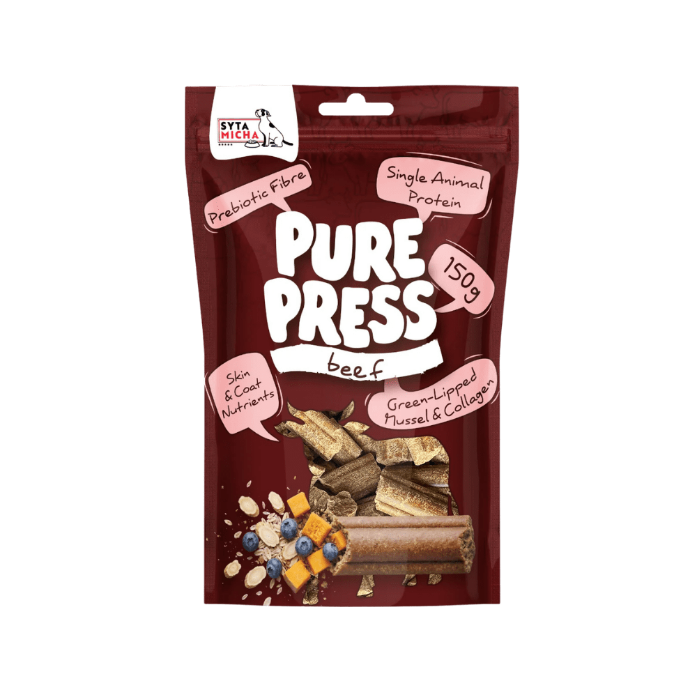 SYTA MICHA PURE PRESS – tłoczone na zimno przysmaki dla psa, wołowina 150g