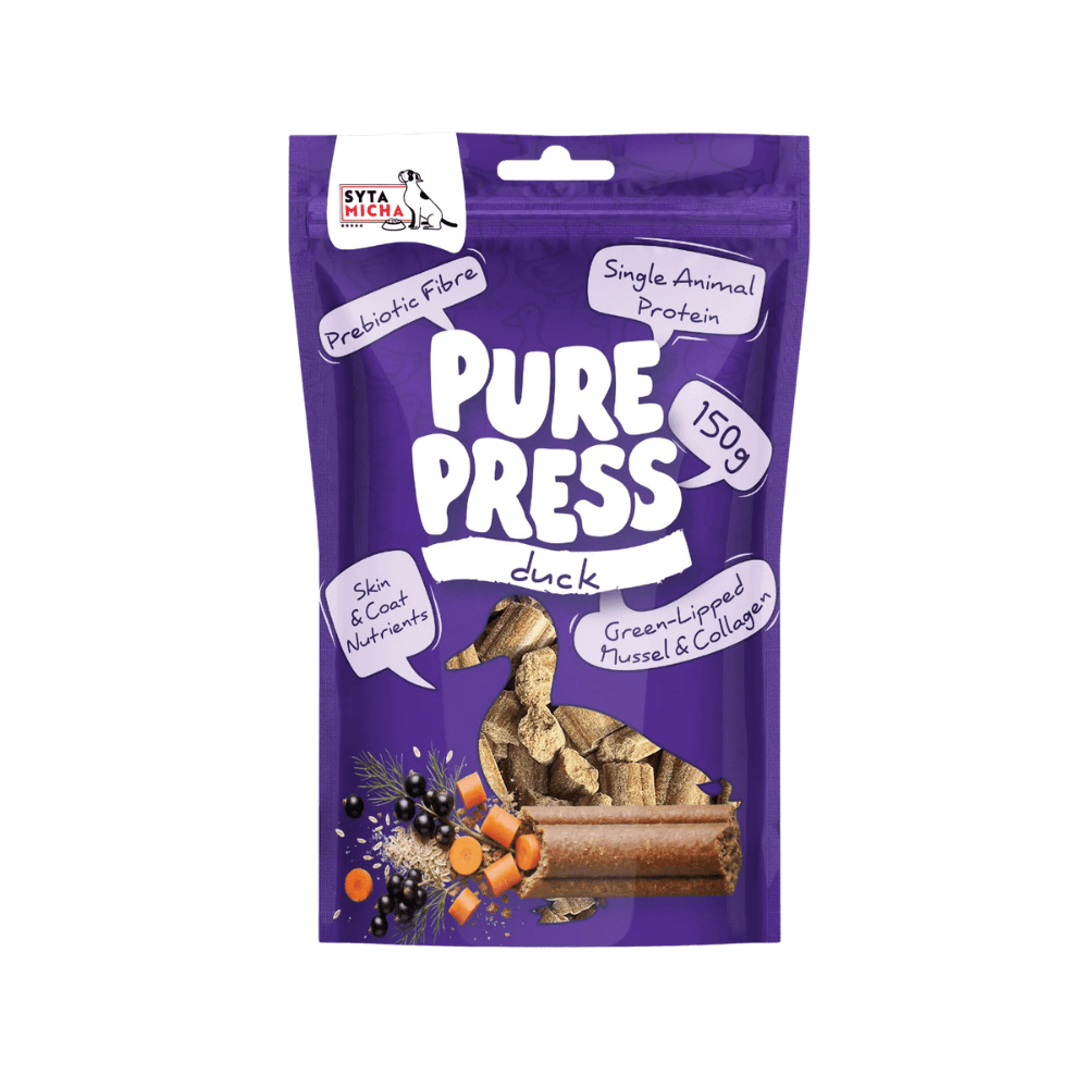 SYTA MICHA PURE PRESS – tłoczone na zimno przysmaki dla psa, kaczka 150g
