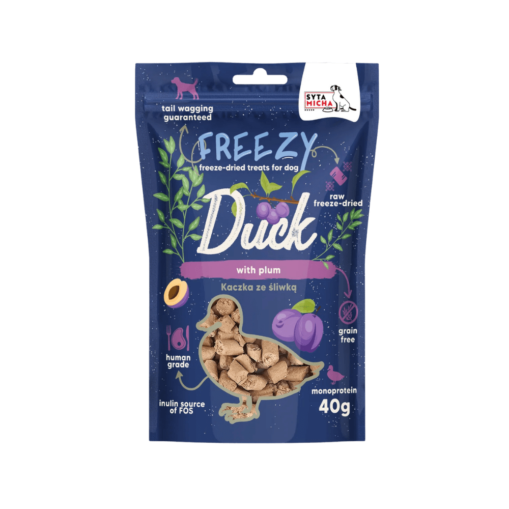SYTA MICHA FREEZY – Liofilizowane przysmaki dla psa, kaczka ze śliwką 40g