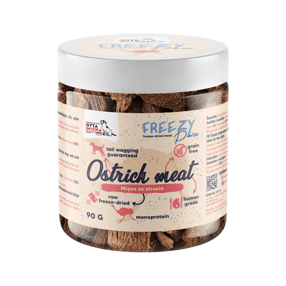 SYTA MICHA FREEZY Pure – 100% liofilizowane mięso, struś 90g