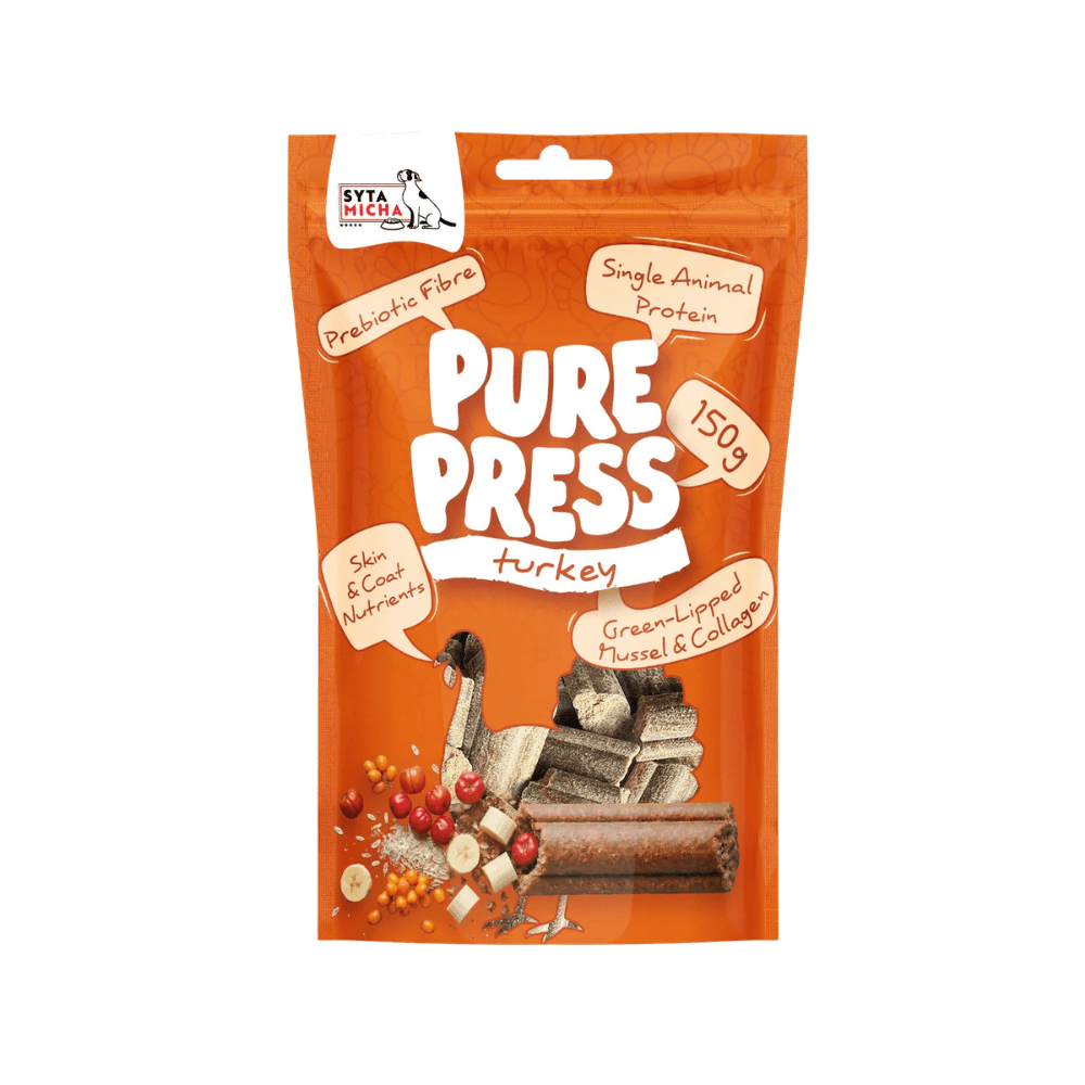 SYTA MICHA PURE PRESS – tłoczone na zimno przysmaki dla psa, indyk 150g