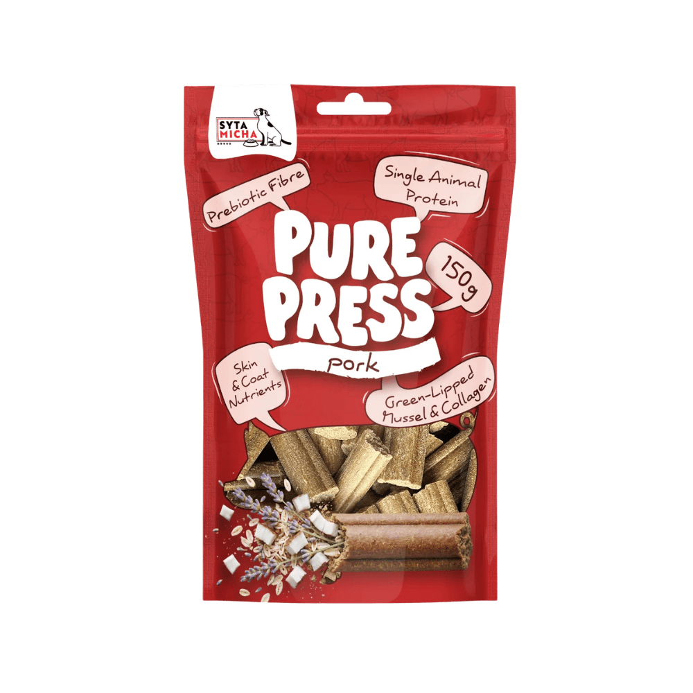 SYTA MICHA PURE PRESS – tłoczone na zimno przysmaki dla psa, wieprzowina 150g