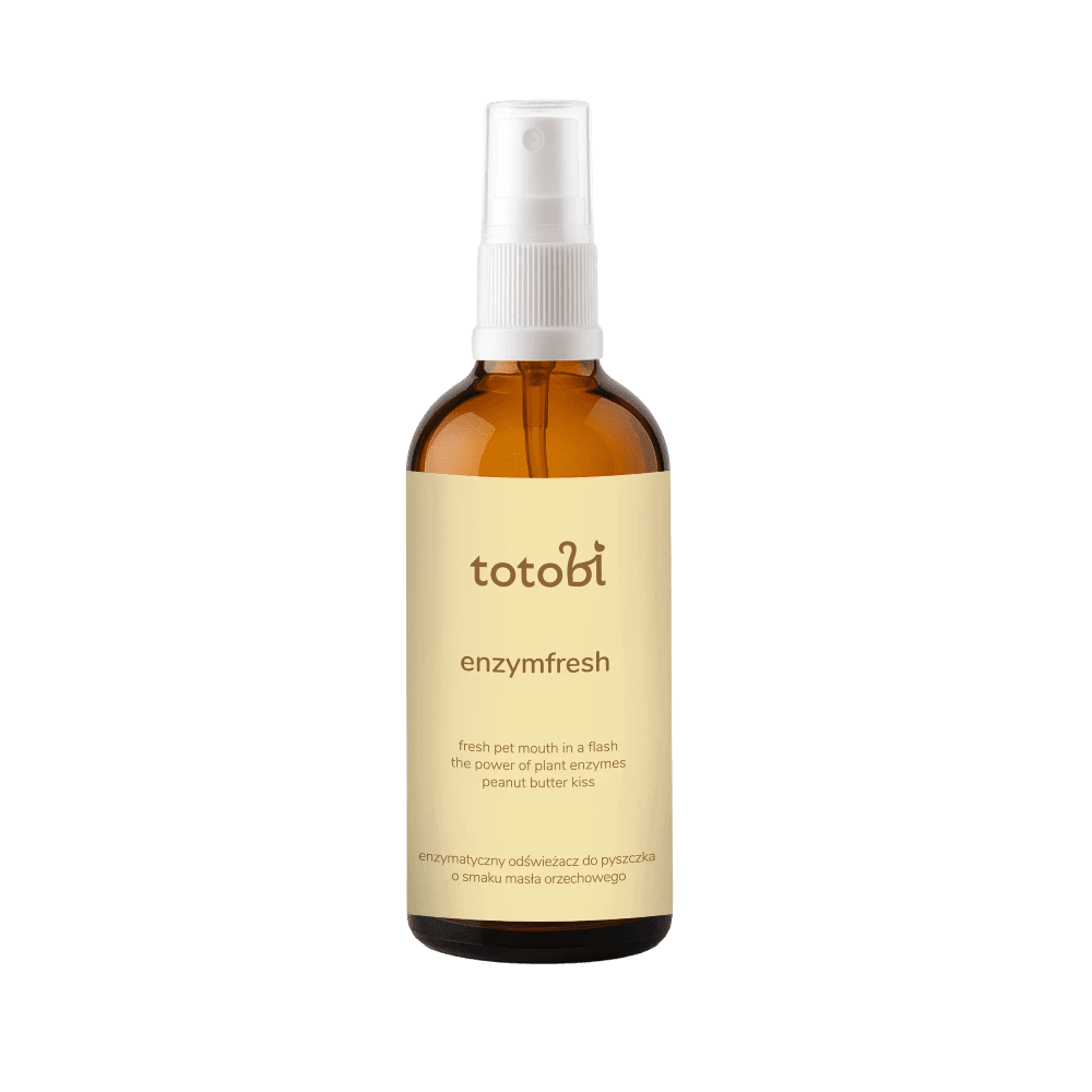 TOTOBI Enzymfresh Peanut Kiss - Enzymatyczny odświeżacz do pyszczka dla psa i kota o smaku masła orzechowego 100 ml