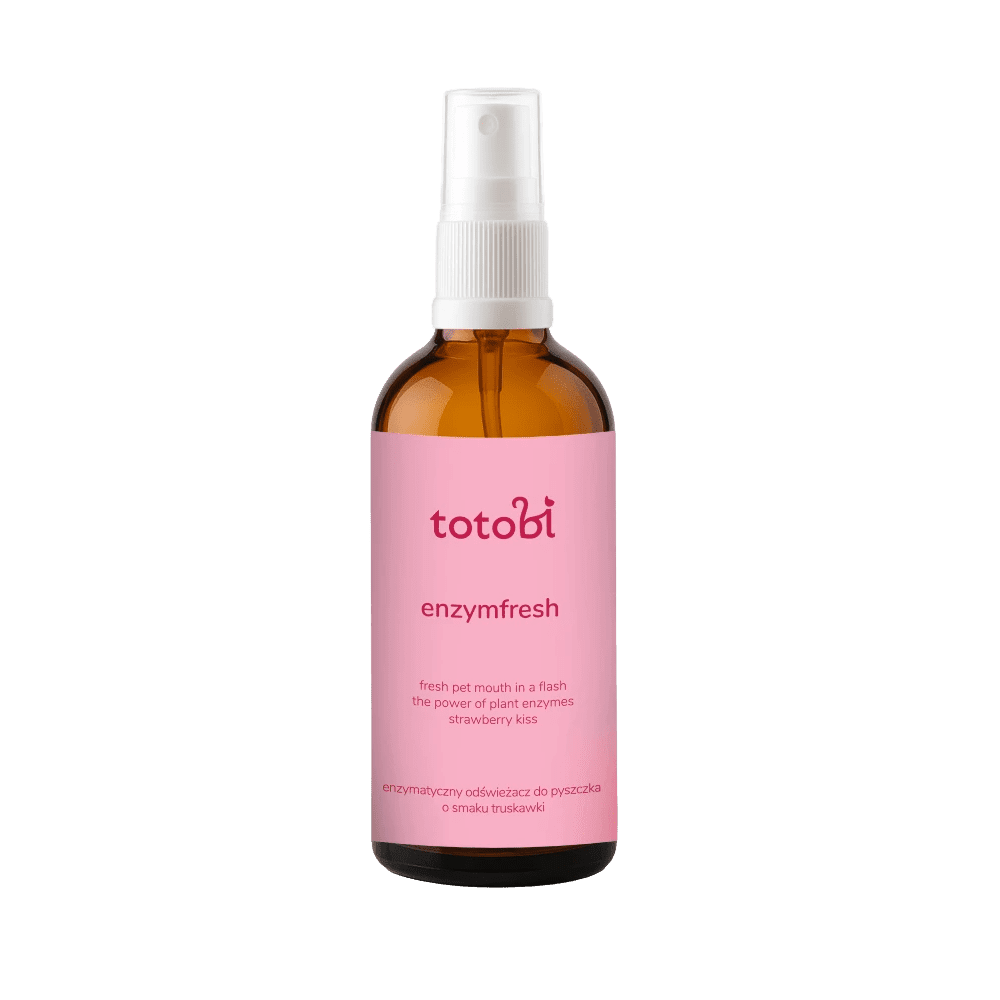 TOTOBI Enzymfresh Strawberry Kiss - Enzymatyczny odświeżacz do pyszczka dla psa i kota o smaku truskawkowym 100 ml