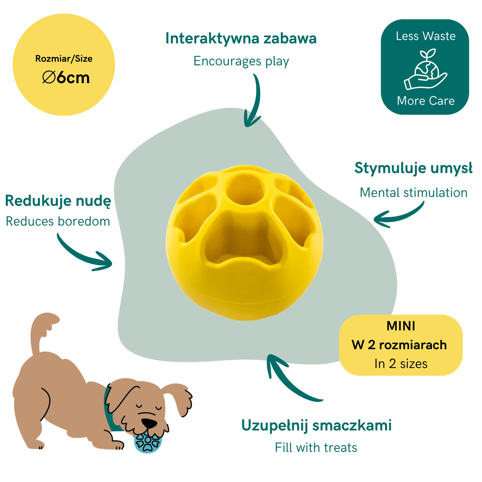 FIBOO Snack Fibooll Mini - Piłka na przysmaki dla psa 6cm - obrazek 2