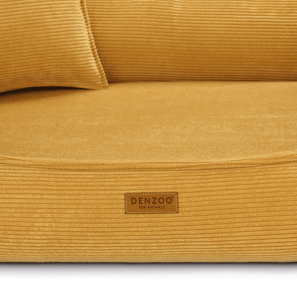 DENZOO Torino Mustard – Legowisko z materacem ortopedycznym, kanapa dla psa i kota, musztardowe