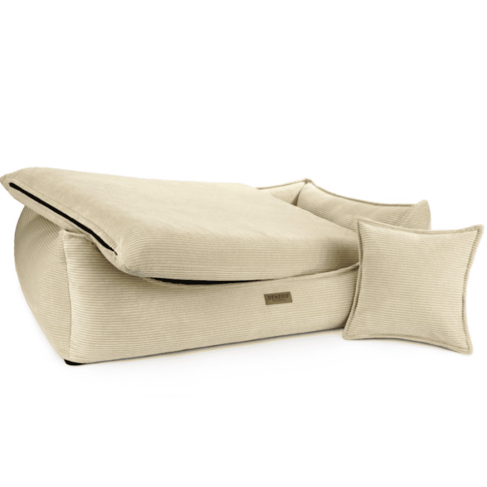 DENZOO Torino Beige – Legowisko z materacem ortopedycznym, kanapa dla psa i kota, beżowe