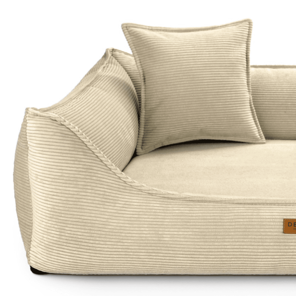 DENZOO Torino Beige – Legowisko z materacem ortopedycznym, kanapa dla psa i kota, beżowe