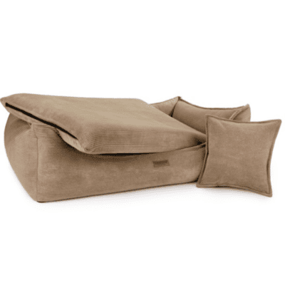 DENZOO Torino Dark Beige – Legowisko z materacem ortopedycznym, kanapa dla psa i kota, ciemnobeżowe - obrazek 3