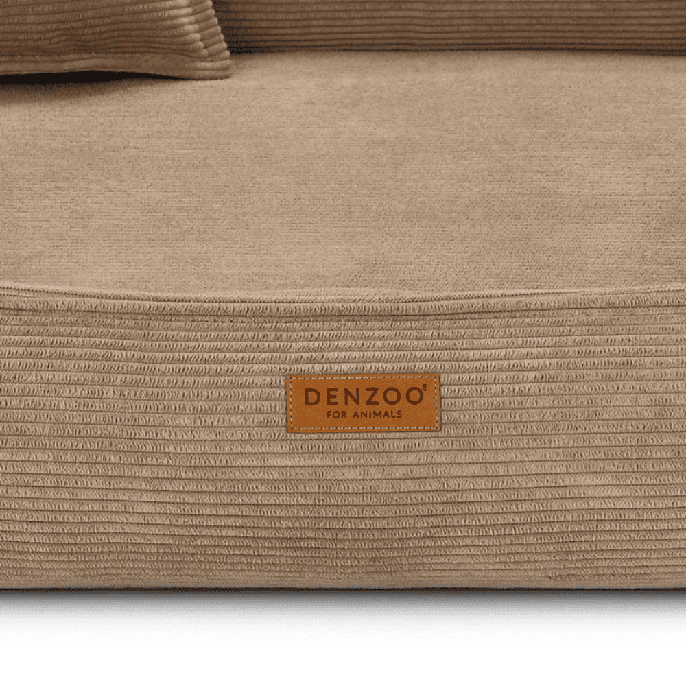 DENZOO Torino Dark Beige – Legowisko z materacem ortopedycznym, kanapa dla psa i kota, ciemnobeżowe