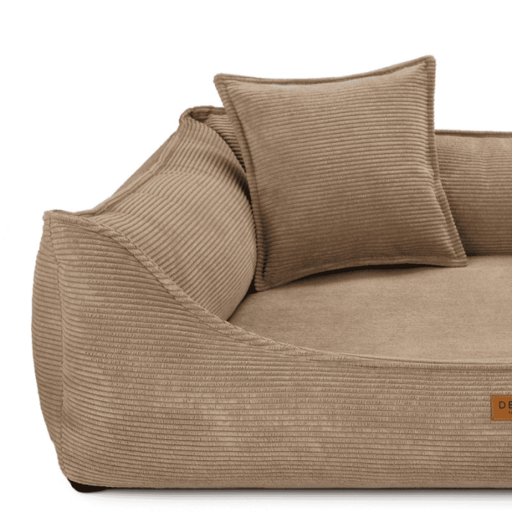 DENZOO Torino Dark Beige – Legowisko z materacem ortopedycznym, kanapa dla psa i kota, ciemnobeżowe