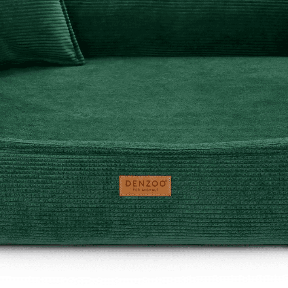 DENZOO Torino Bottle Green – Legowisko z materacem ortopedycznym, kanapa dla psa i kota, ciemnozielone