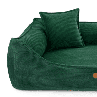 DENZOO Torino Bottle Green – Legowisko z materacem ortopedycznym, kanapa dla psa i kota, ciemnozielone - obrazek 4