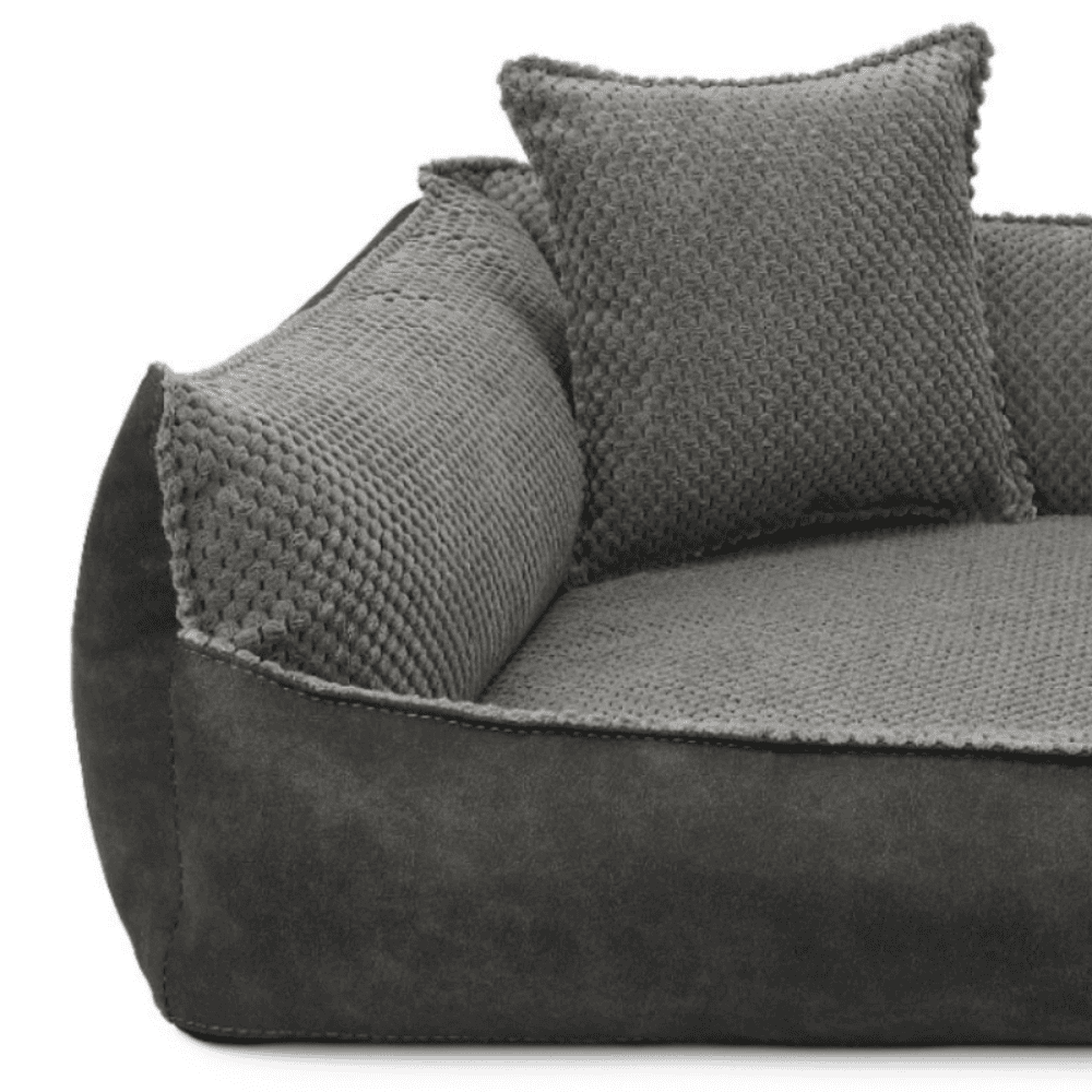 DENZOO Ancona Dark Grey – Legowisko z materacem ortopedycznym, kanapa dla psa i kota, ciemnoszare