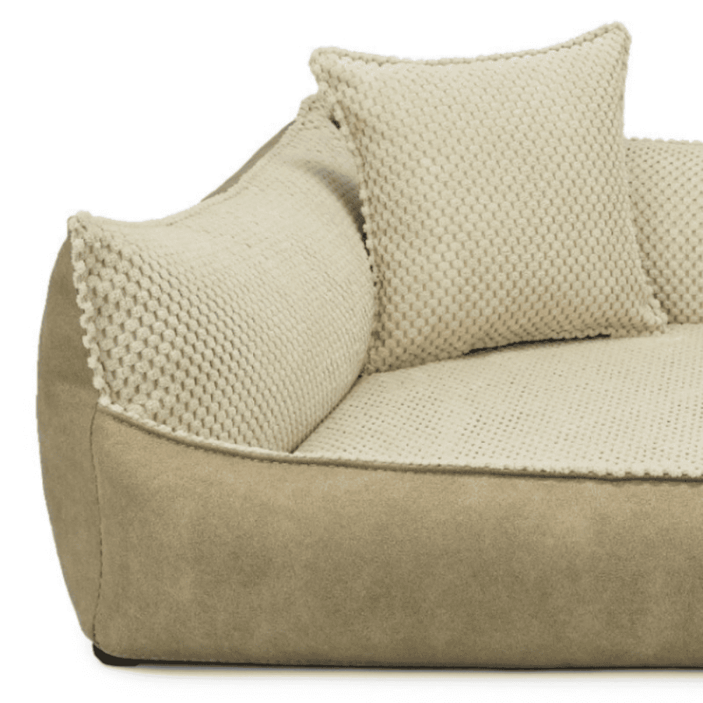 DENZOO Ancona Beige – Legowisko z materacem ortopedycznym, kanapa dla psa i kota, beżowe