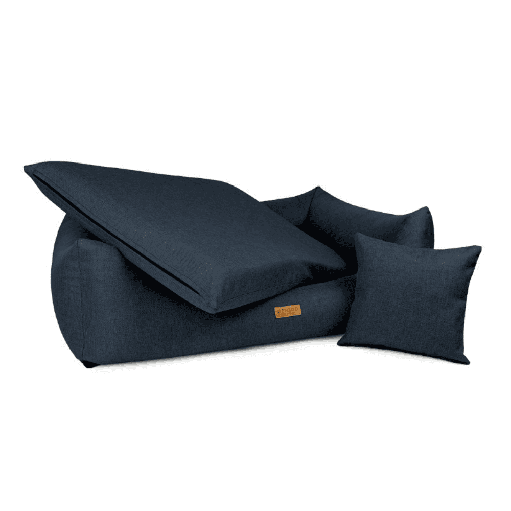 DENZOO Modena Navy Blue – Legowisko z materacem ortopedycznym, kanapa dla psa i kota, granatowe