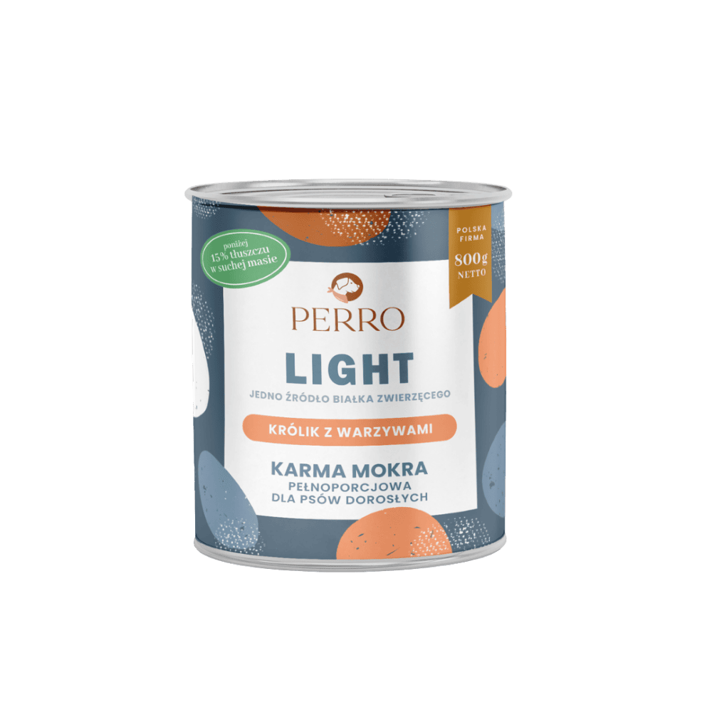 Perro Light – Monobiałkowa karma mokra dla dorosłych psów, królik z warzywami