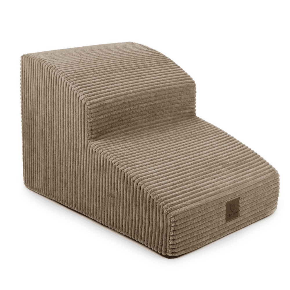 DENZOO Milano Dark Beige – Dwustopniowe schodki dla psa i kota, ciemnobeżowe