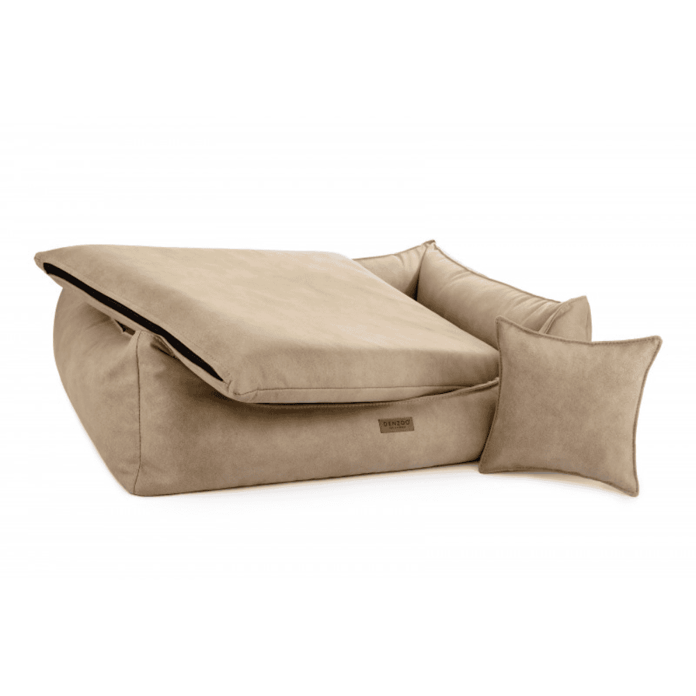 DENZOO Bergamo Beige – Legowisko z materacem ortopedycznym, kanapa dla psa i kota, beżowe