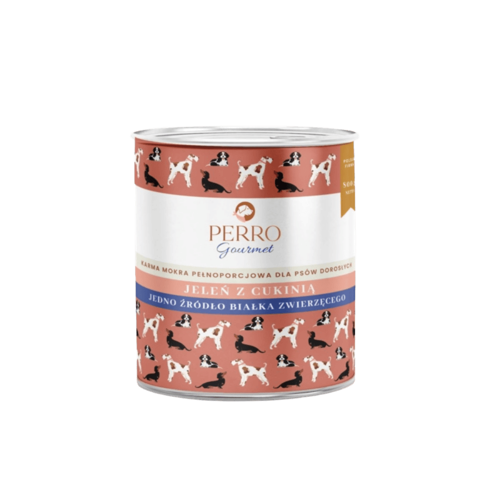 Perro Gourmet – Monobiałkowa karma mokra dla dorosłych psów, jeleń z cukinią