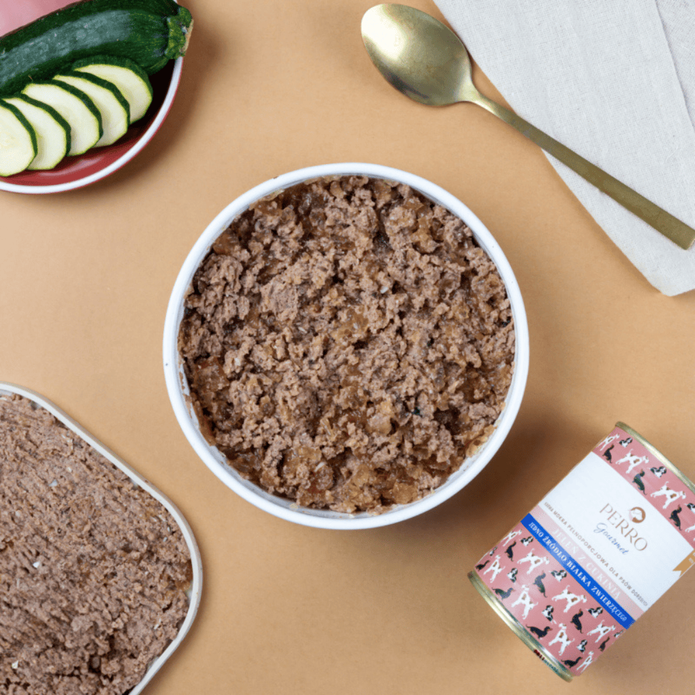 Perro Gourmet – Monobiałkowa karma mokra dla dorosłych psów, jeleń z cukinią