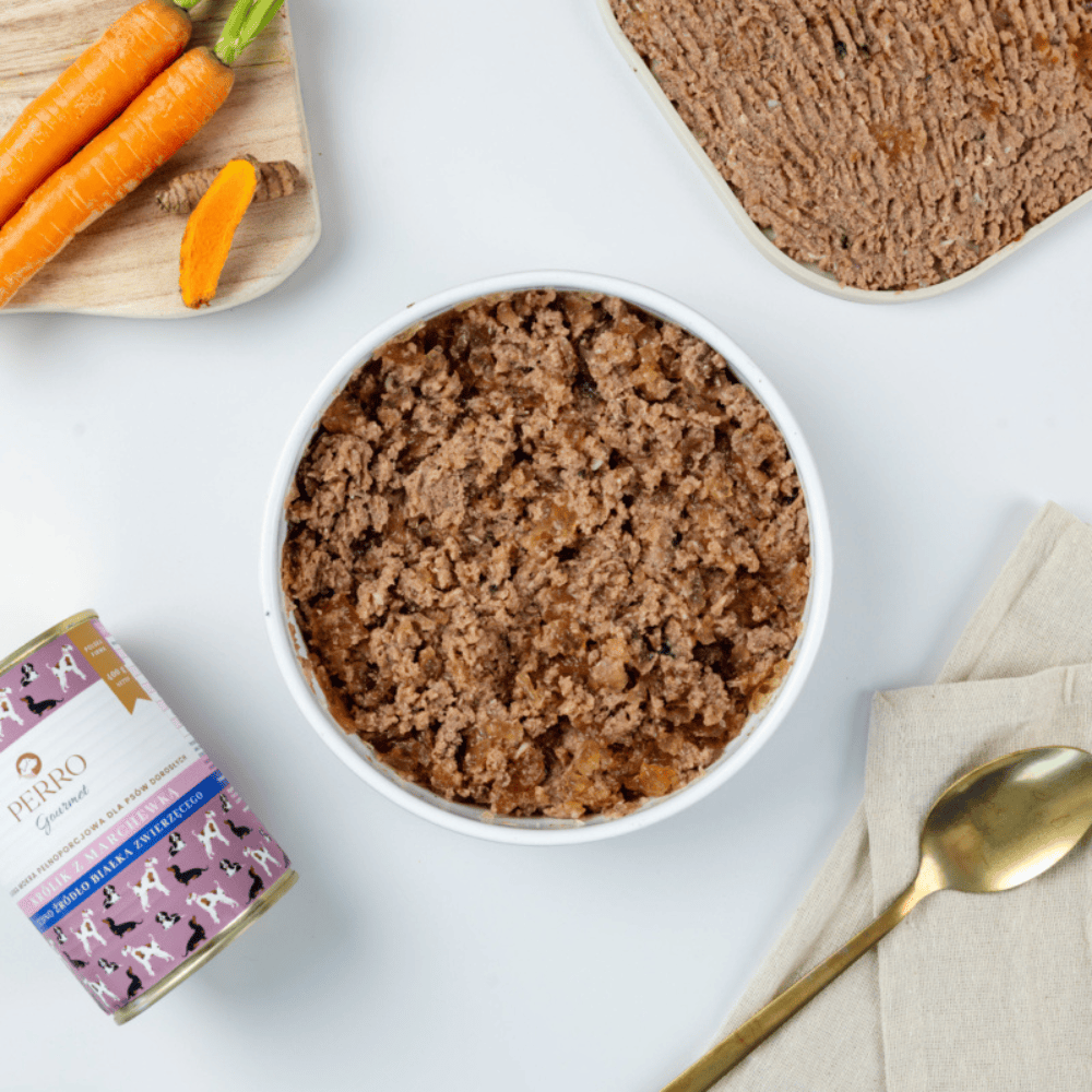 Perro Gourmet – Monobiałkowa karma mokra dla dorosłych psów, królik z marchewką