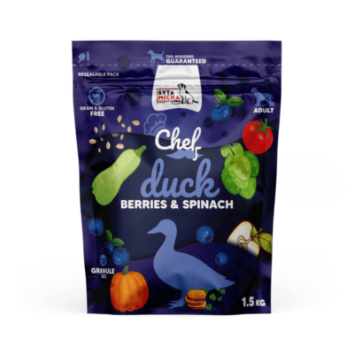 Syta Micha Chef – Karma sucha dla psa, kaczka z jagodami i szpinakiem - obrazek 3