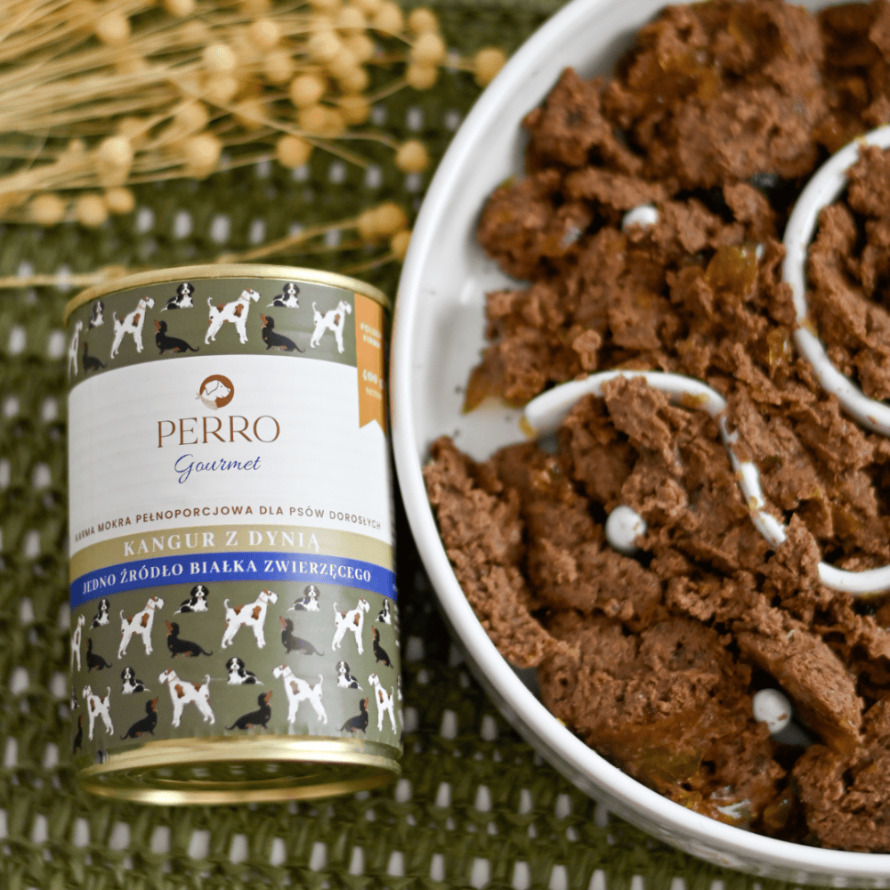 Perro Gourmet – Monobiałkowa karma mokra dla dorosłych psów, kangur z dynią