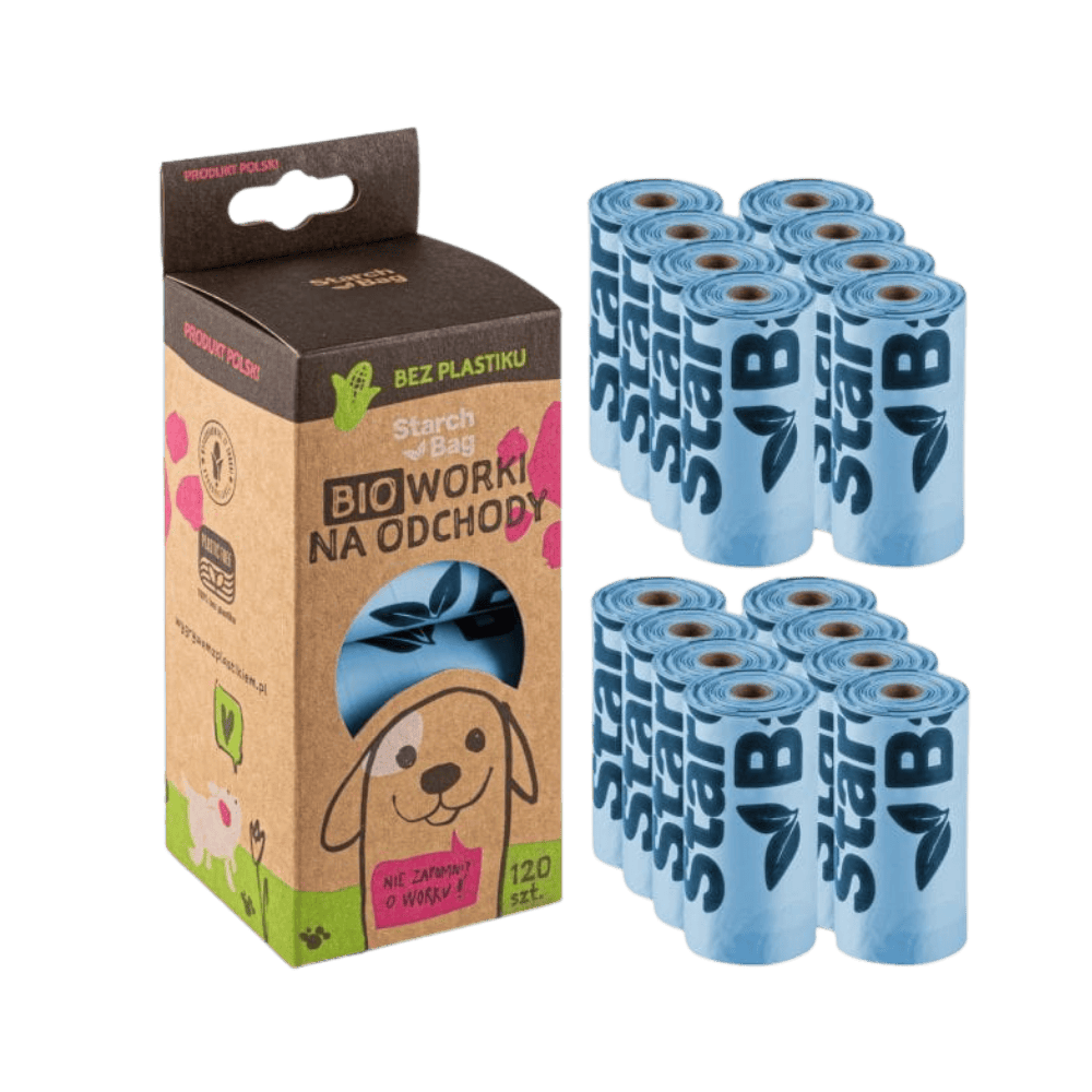 StarchBag BIOworki - Woreczki na psie odchody w 100% kompostowalne, niebieskie