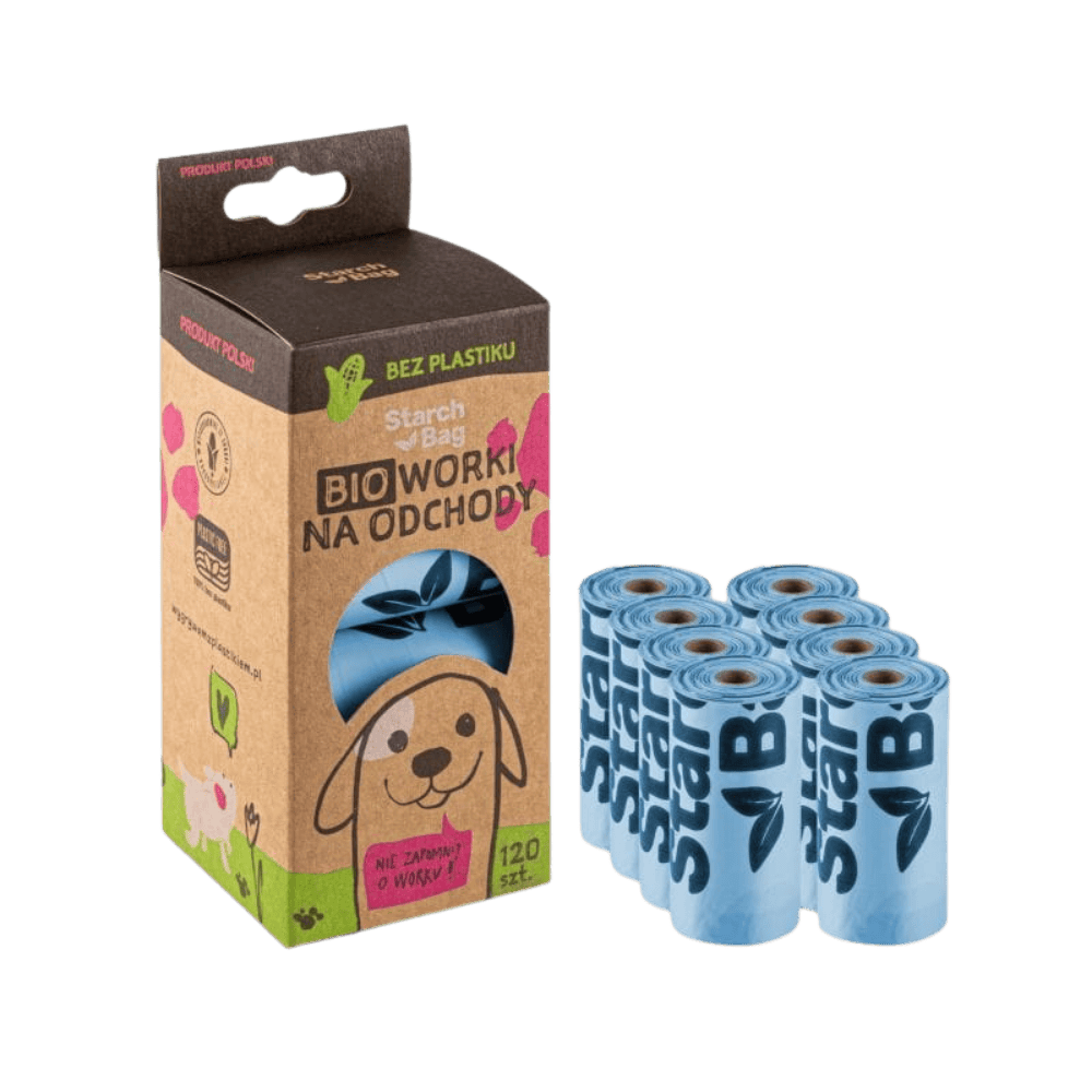 StarchBag BIOworki - Woreczki na psie odchody w 100% kompostowalne, niebieskie