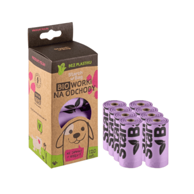 StarchBag BIOworki - Woreczki na psie odchody w 100% kompostowalne, liliowe - obrazek 1