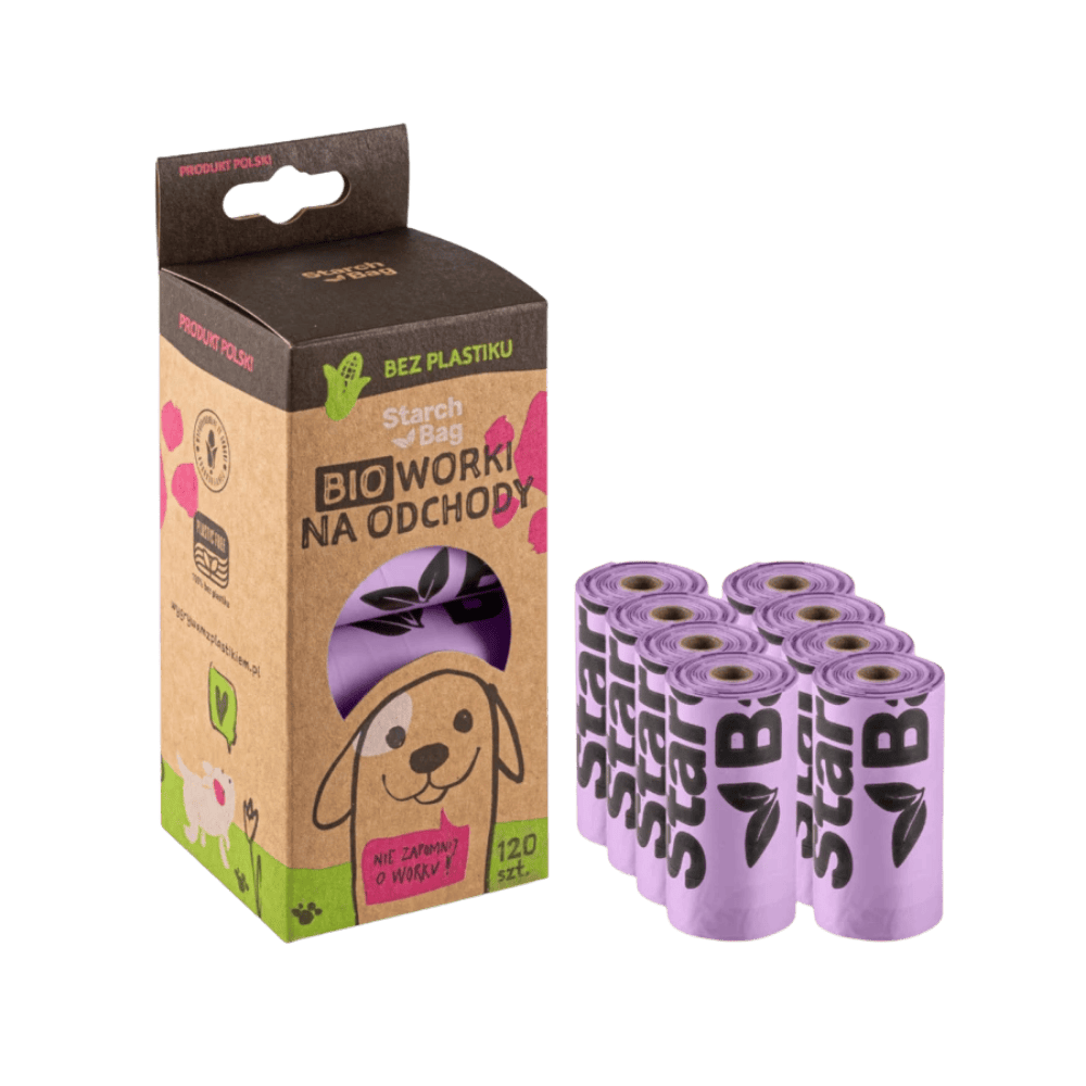 StarchBag BIOworki - Woreczki na psie odchody w 100% kompostowalne, liliowe