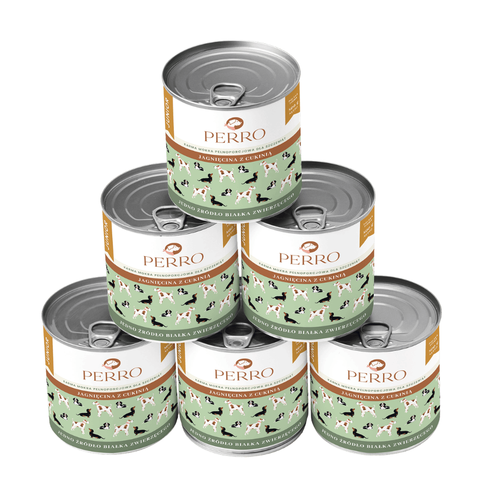 Perro Junior – Monobiałkowa karma mokra dla szczeniąt, jagnięcina z cukinią