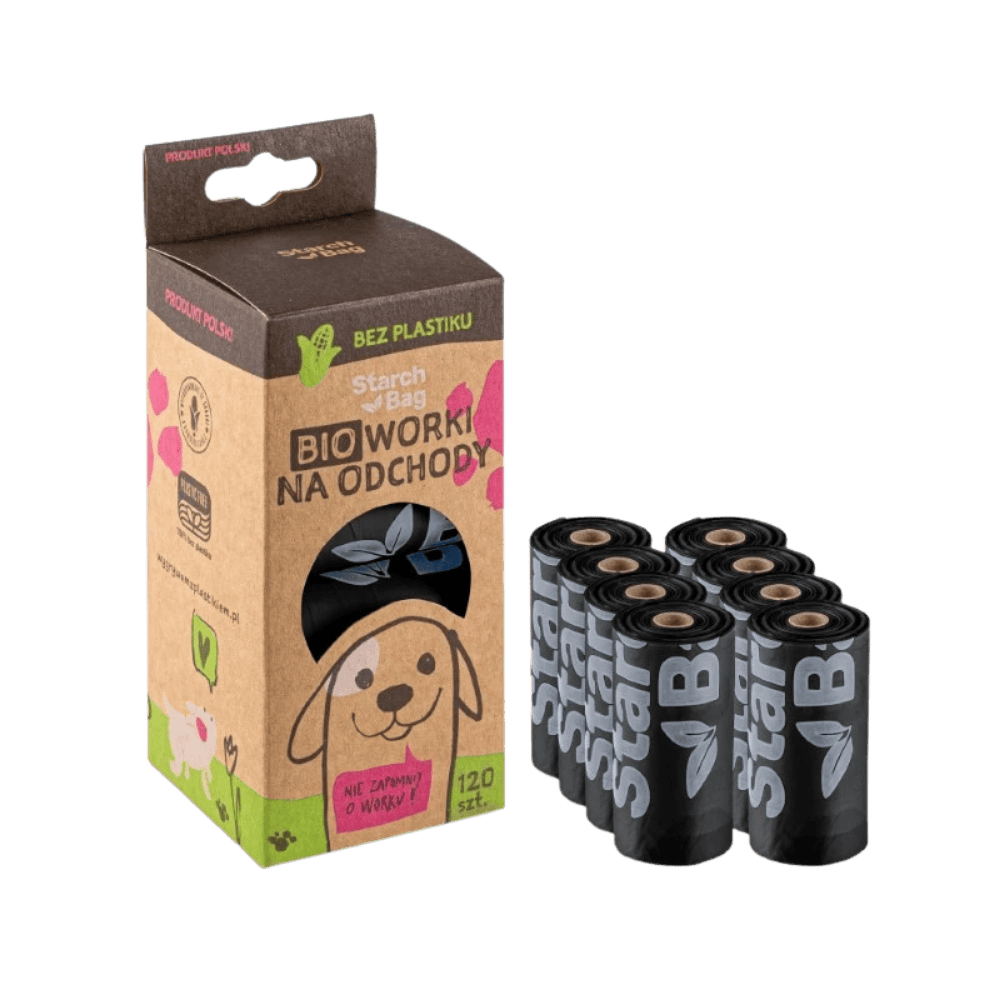 StarchBag BIOworki - Woreczki na psie odchody w 100% kompostowalne, czarne