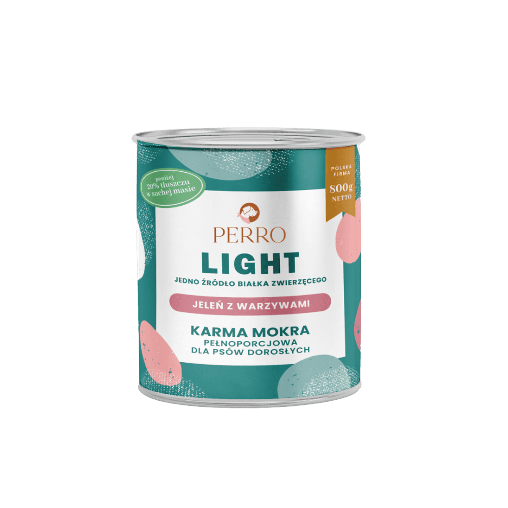 Perro Light – Monobiałkowa karma mokra dla dorosłych psów, jeleń z warzywami