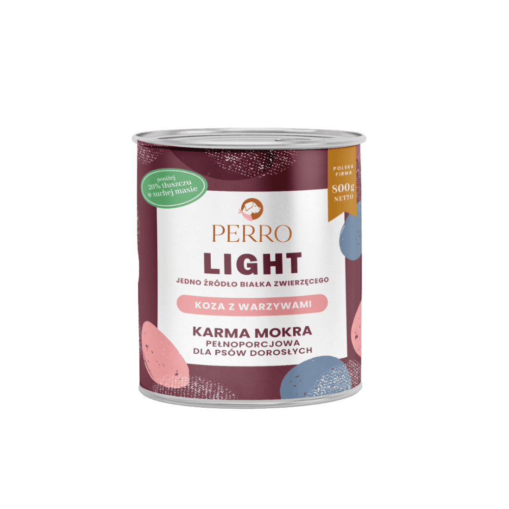 Perro Light – Monobiałkowa karma mokra dla dorosłych psów, koza z warzywami