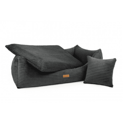 DENZOO Rimini Dark Grey – Legowisko z materacem ortopedycznym, kanapa dla psa i kota, ciemnoszare - obrazek 3