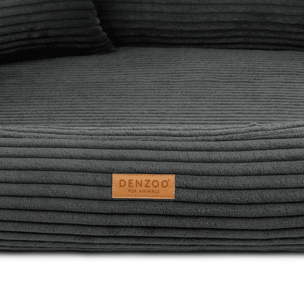 DENZOO Rimini Dark Grey – Legowisko z materacem ortopedycznym, kanapa dla psa i kota, ciemnoszare