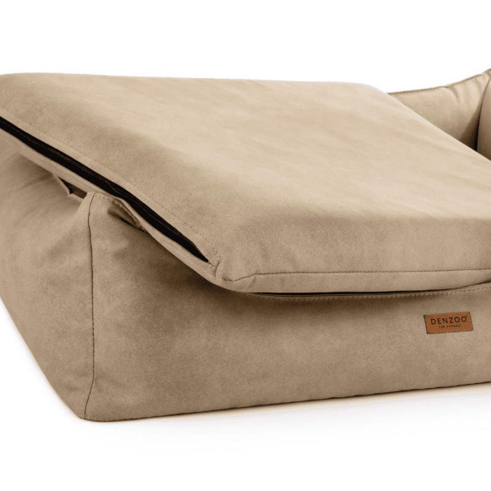 DENZOO Bergamo Beige – Legowisko z materacem ortopedycznym, kanapa dla psa i kota, beżowe