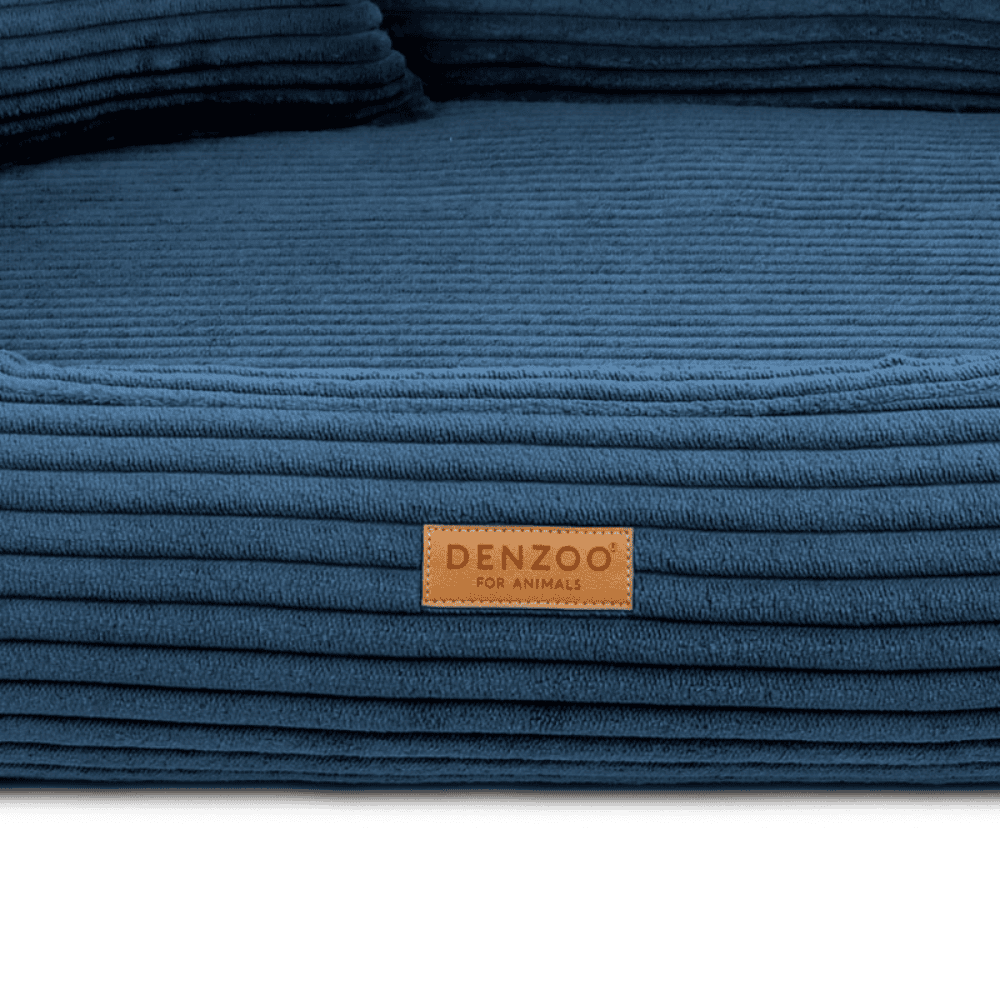 DENZOO Rimini Navy Blue – Legowisko z materacem ortopedycznym, kanapa dla psa i kota, granatowe