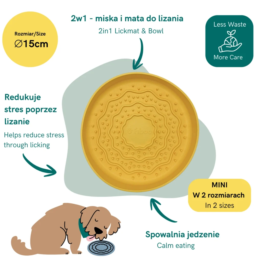 FIBOO Lick Fiboowl Mini - Mata do lizania i miska 2w1 dla psa i kota 15cm