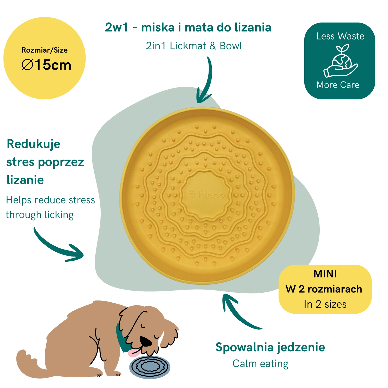 FIBOO Lick Fiboowl Mini - Mata do lizania i miska 2w1 dla psa i kota 15cm - obrazek 2