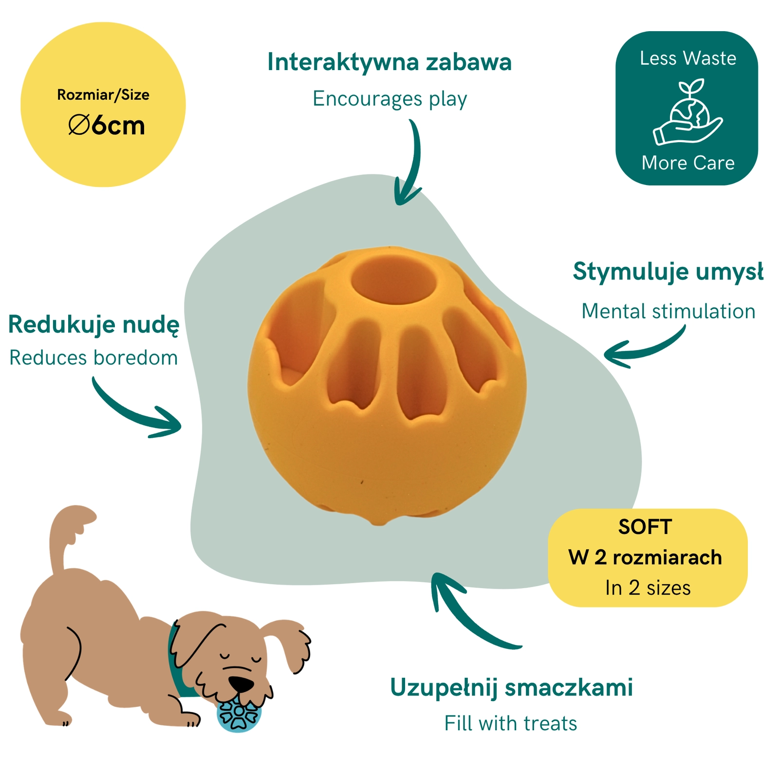 FIBOO Snack Fibooll Mini Soft - Piłka na przysmaki dla psa 6cm - obrazek 2
