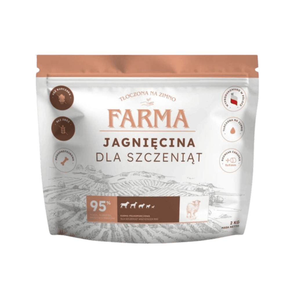 Farma – Karma sucha tłoczona na zimno dla szczeniąt, jagnięcina