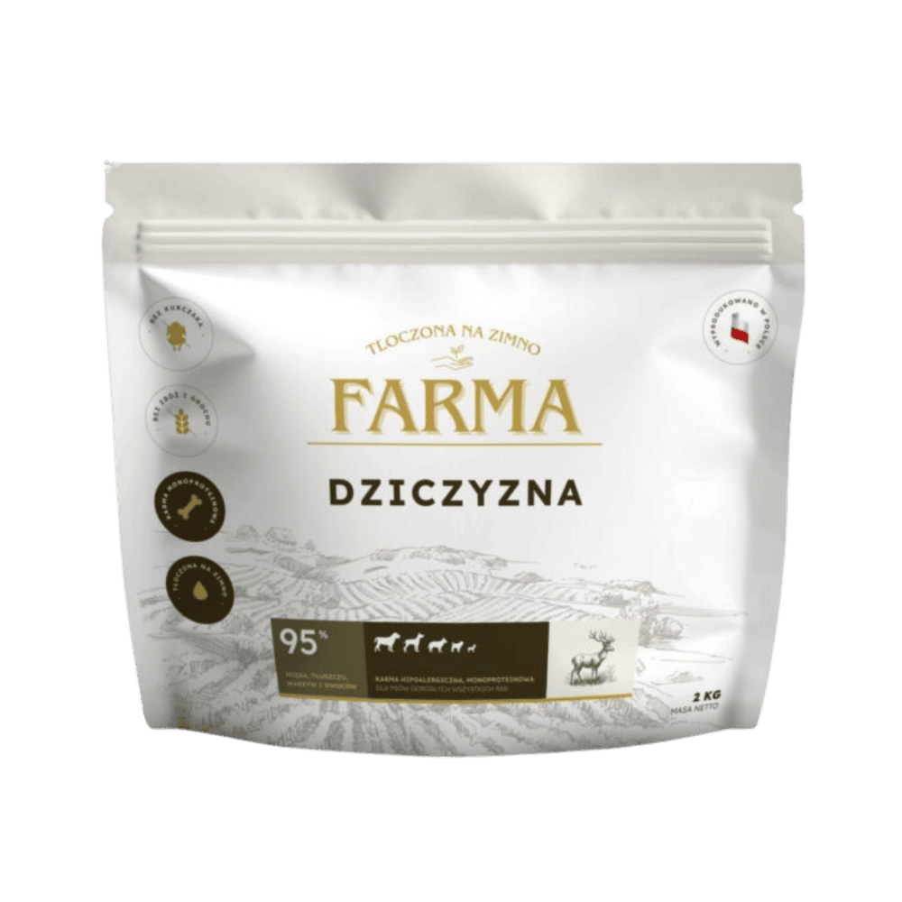 Farma – Karma sucha tłoczona na zimno dla psów dorosłych, dziczyzna