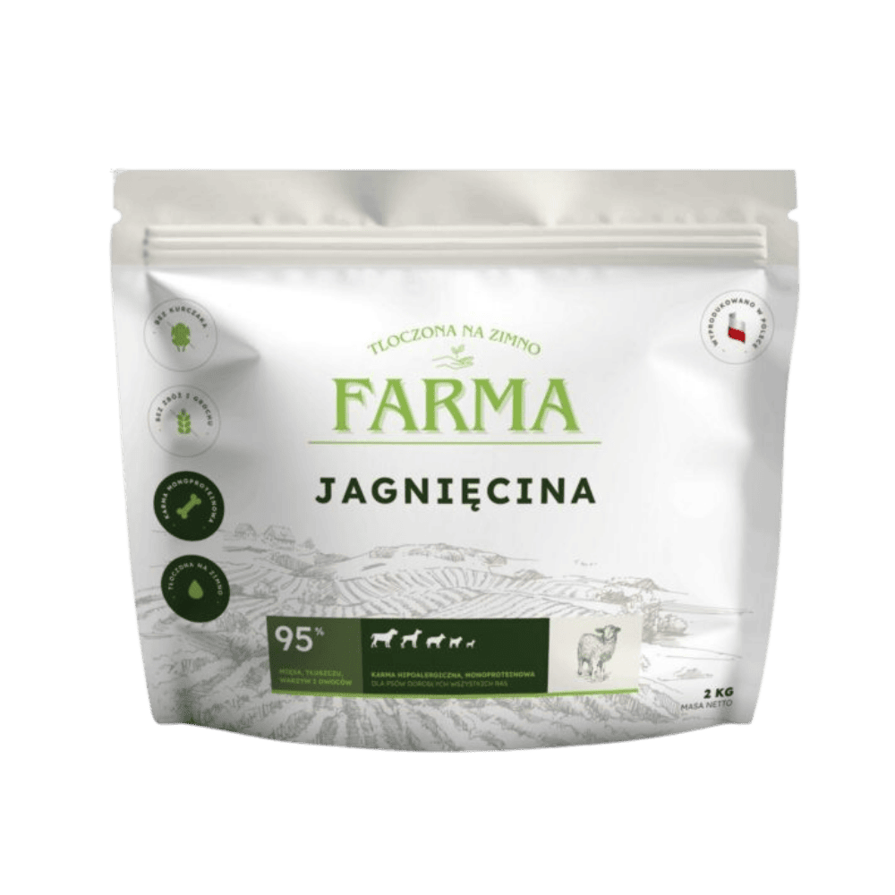 Farma – Karma sucha tłoczona na zimno dla psów dorosłych, jagnięcina