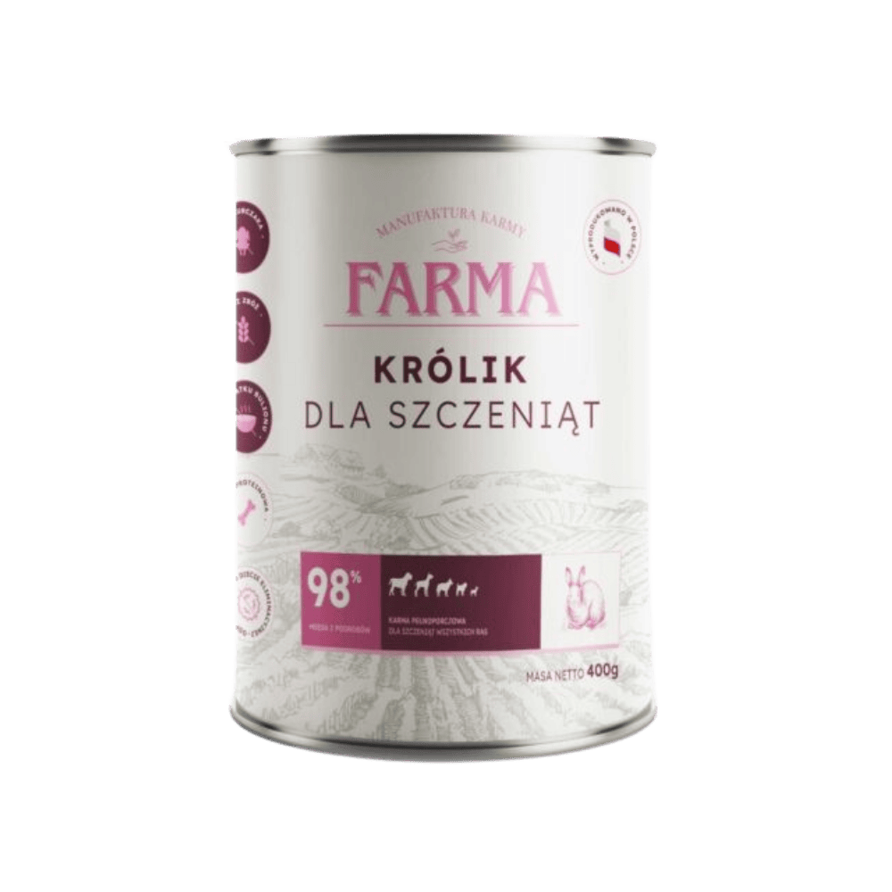 Farma Select – Monobiałkowa karma mokra dla szczeniąt, królik
