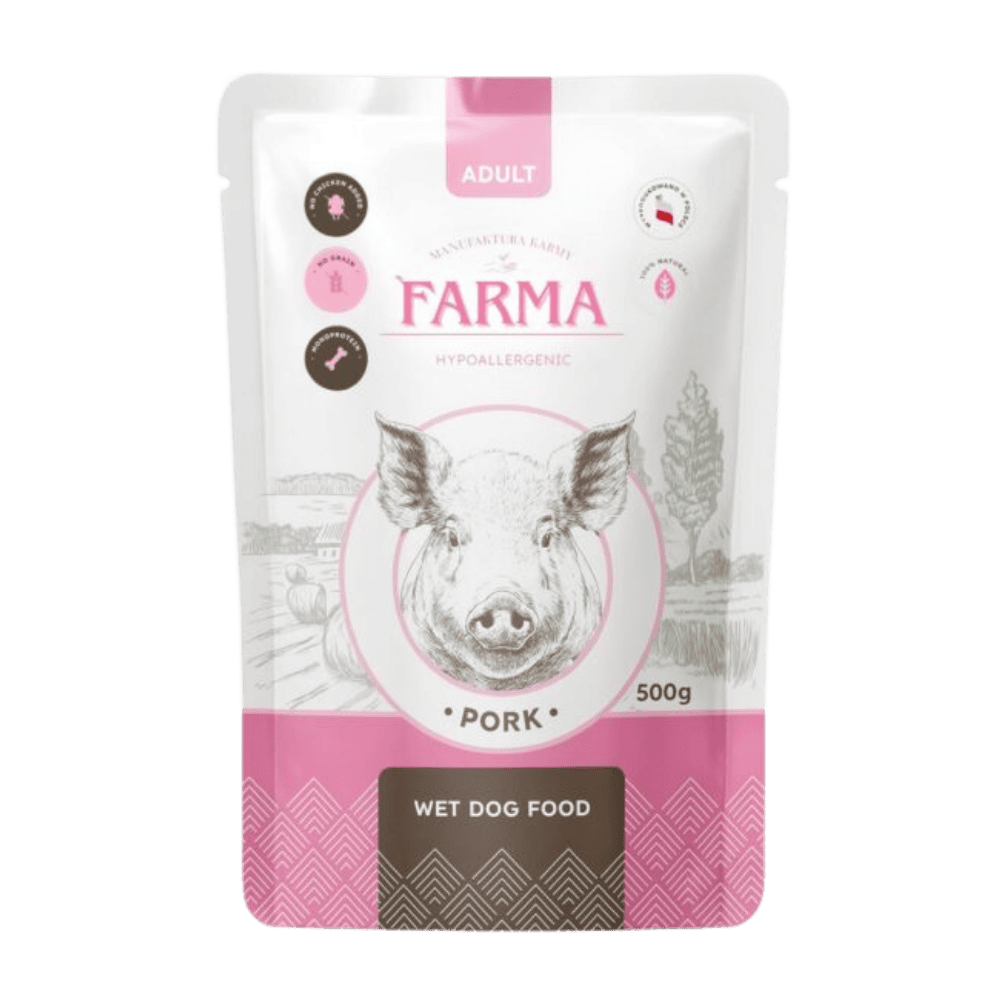 Farma Manufaktura – Karma mokra w saszetce dla psów, wieprzowina