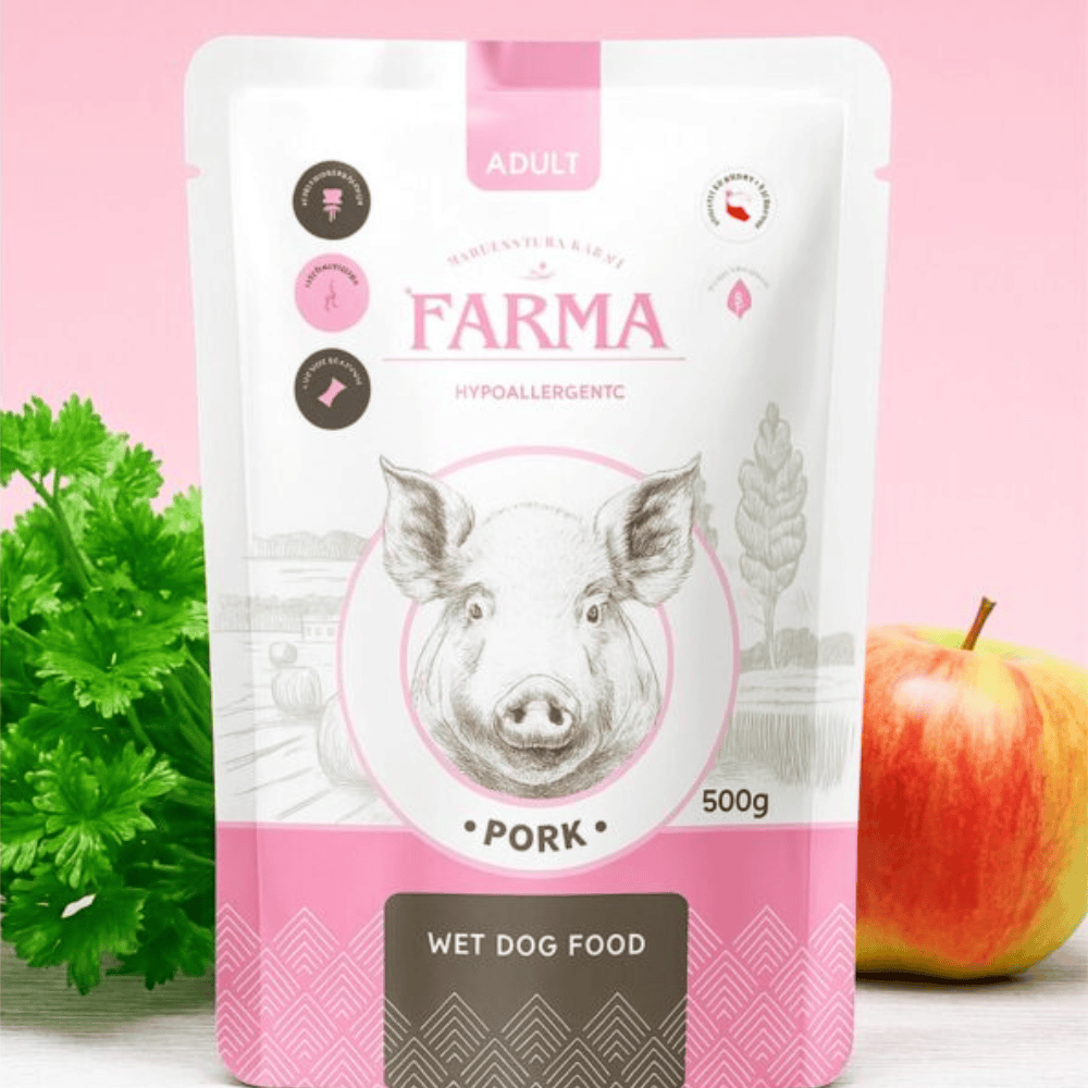 Farma Manufaktura – Karma mokra w saszetce dla psów, wieprzowina